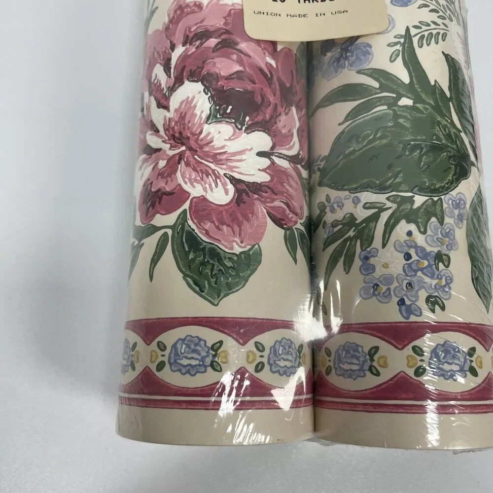 Vintage '96 Flower Boarder Wallpaper Border 10 Yards Hopewell 738-5495 0018 USA